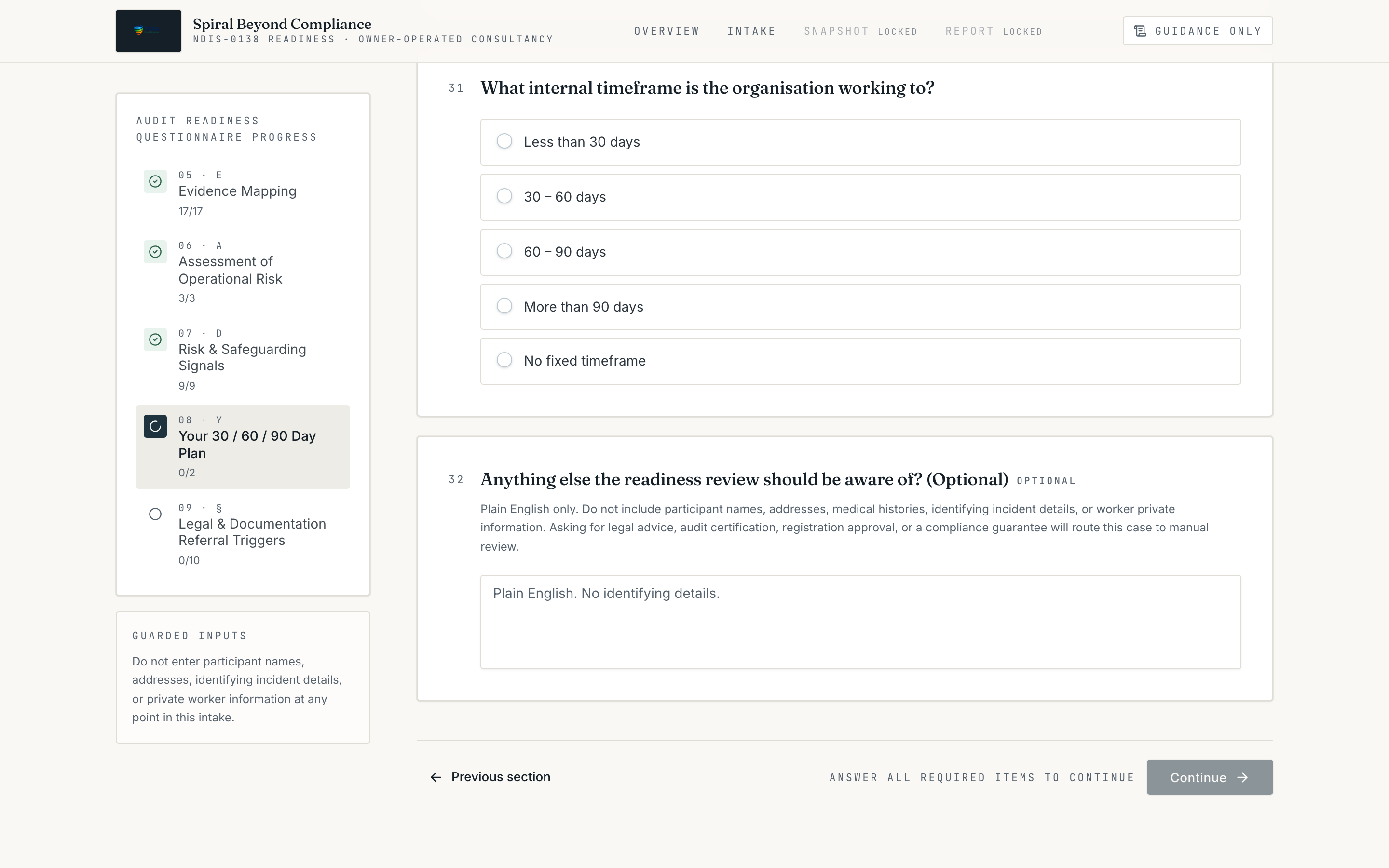 Illustrative 30 60 90 Day Plan section
